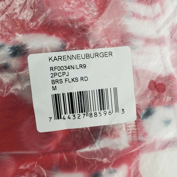 Karen Neuburger Mens Red White Short Sleeve T Shirt And Fleece Pajama Set Size M - Picture 6 of 13